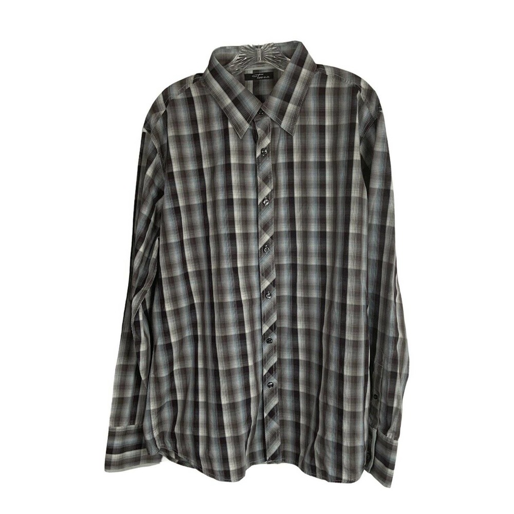 Two a.m. Mens Button Up Plaid Dress Shirt Size XL - Picture 1 of 8